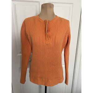 Tommy Hilfiger Jeans 1/4 Zip Pullover Cotton Knit Sweater Womens Orange Size S